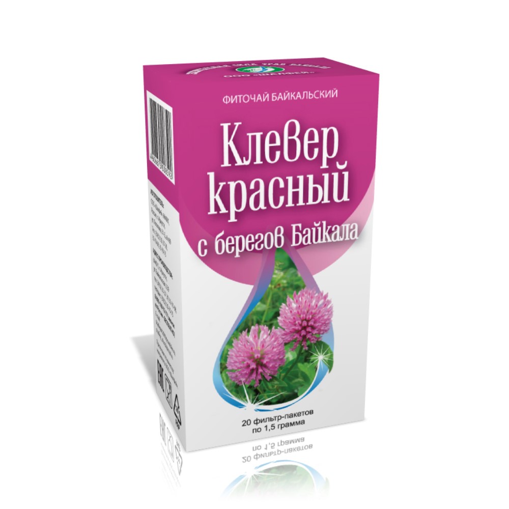 Фиточай Байкальский Клевер 1.5г N20 ф/п красный по цене 125 Р купить в  Иркутске, Фиточай Байкальский - инструкция по применению, состав и описание