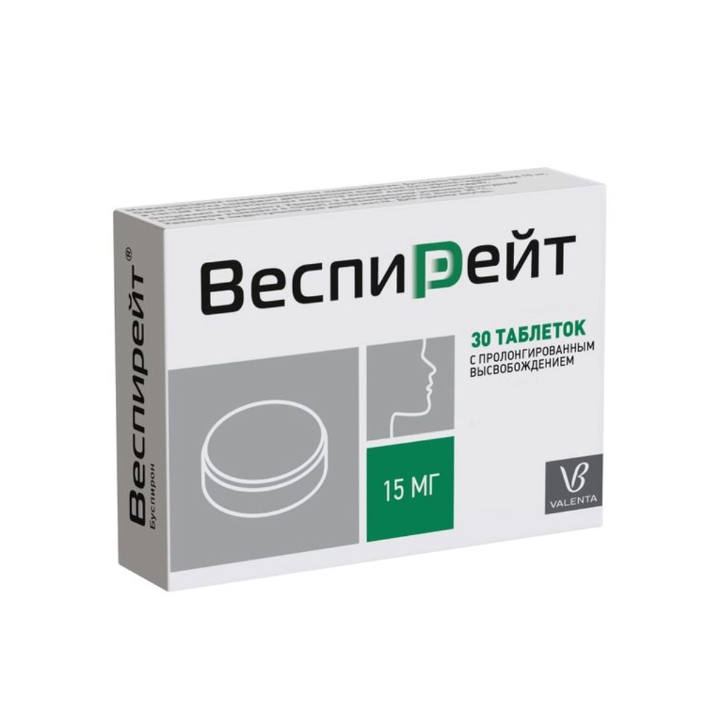 изображение Веспирейт таб.пролонг.в. 15мг N30 вн от интернет-аптеки ФАРМЭКОНОМ