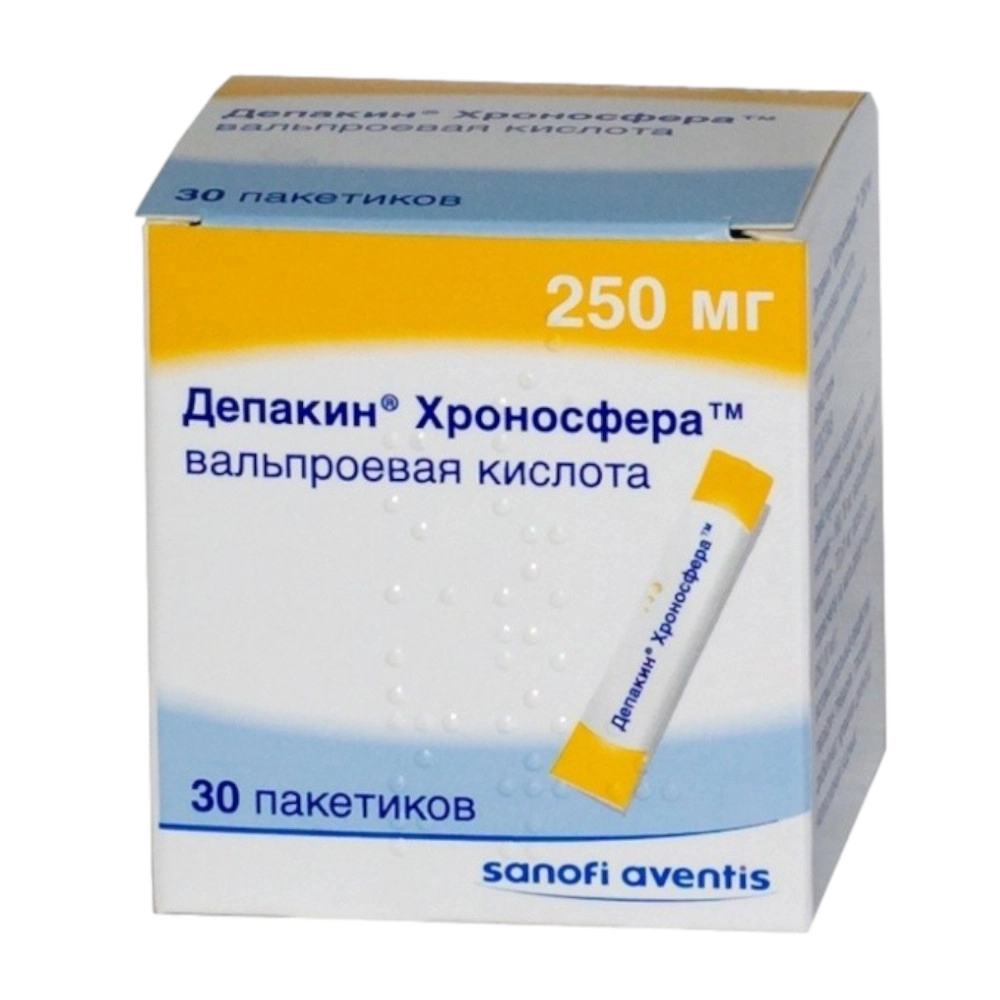 изображение Депакин Хроносфера гран.пролонг.в. 250мг N30 вн от интернет-аптеки ФАРМЭКОНОМ