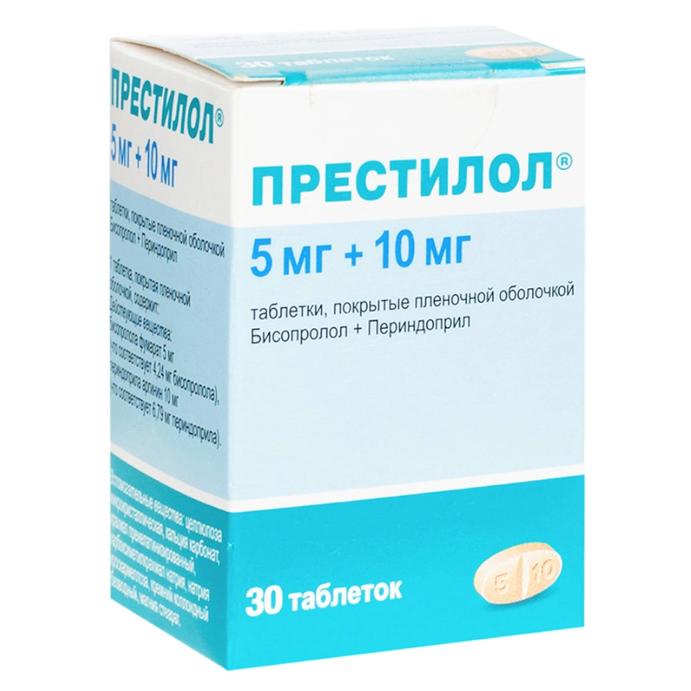 изображение Престилол таб.п.п/о 5мг+10мг N30 вн от интернет-аптеки ФАРМЭКОНОМ