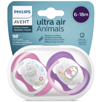 изображение Пустышка Avent Ultra Air SCF080/08 6-18 месяцев 2шт от интернет-аптеки ФАРМЭКОНОМ