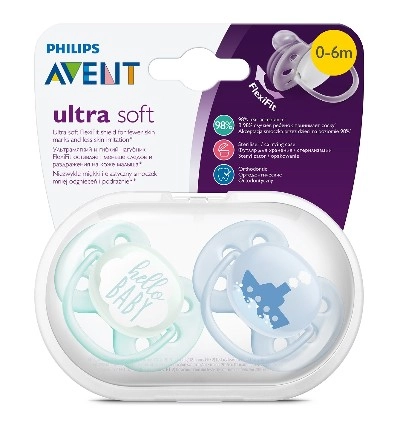 изображение Пустышка Avent Ultra soft SCF222/01 0-6 месяцев 2шт от интернет-аптеки ФАРМЭКОНОМ