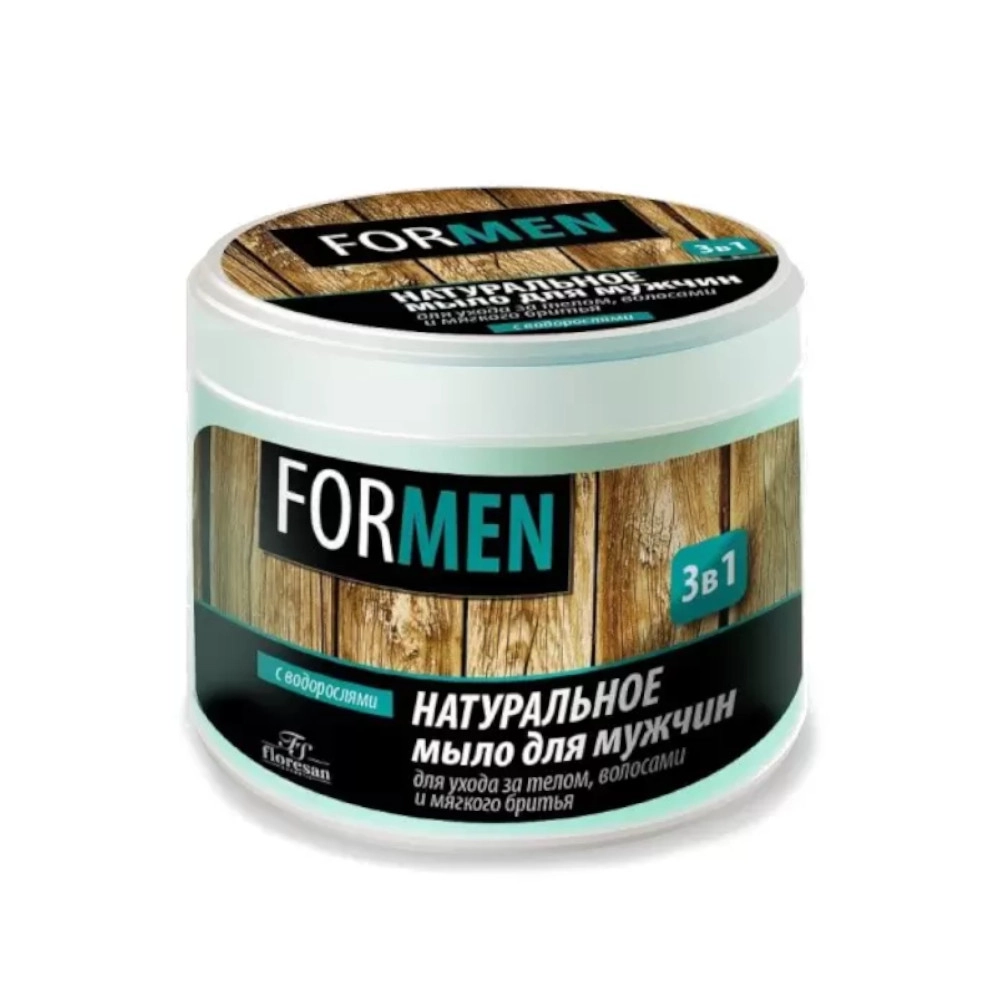 изображение Мыло туалетное FLORESAN для мужчин 3 в 1 для ухода за кожей, волосами и мягкого бритья 450г от интернет-аптеки ФАРМЭКОНОМ
