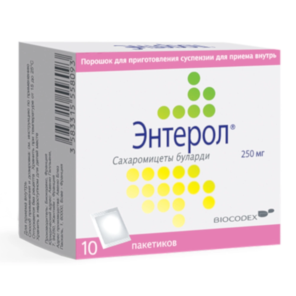 изображение Энтерол пор. 250мг N10 д/приг.сусп.вн.прим от интернет-аптеки ФАРМЭКОНОМ