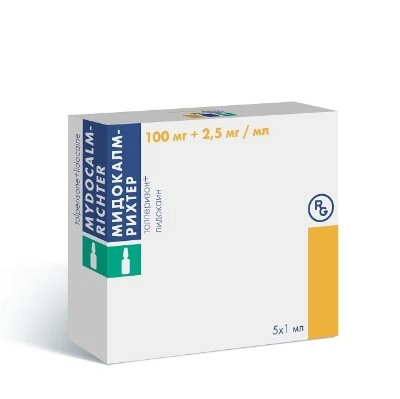 изображение Мидокалм-Рихтер р-р 100 мг/мл+2.5 мг/мл 1 мл N5 амп. в/м от интернет-аптеки ФАРМЭКОНОМ