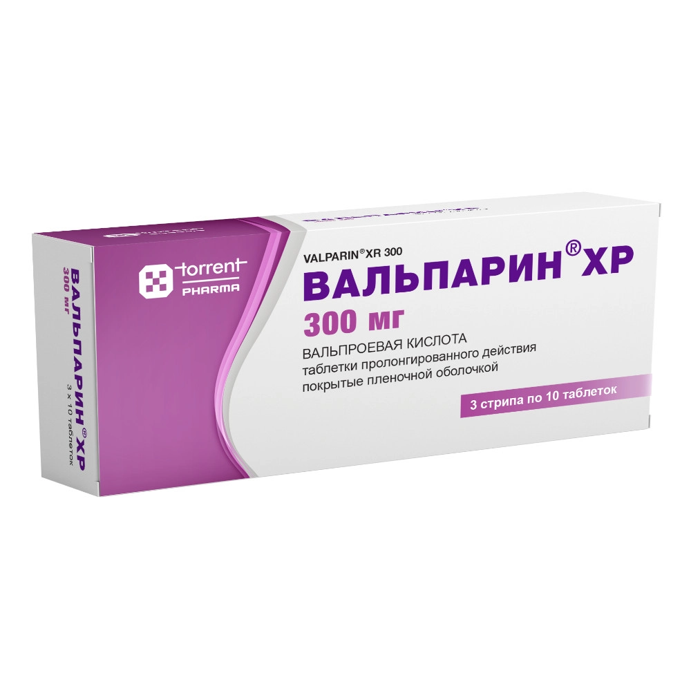 изображение Вальпарин ХР таб.пролонг.д.п.п/о 300мг N30 вн от интернет-аптеки ФАРМЭКОНОМ