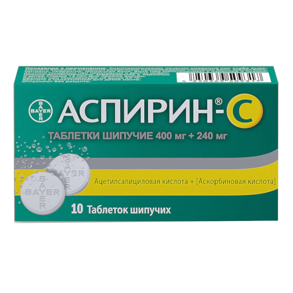 изображение Аспирин С таб.шип 400мг+240мг N10 вн от интернет-аптеки ФАРМЭКОНОМ