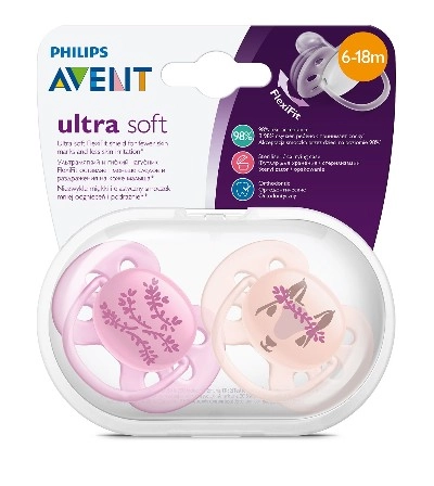 изображение Пустышка Avent Ultra soft SCF223/04 6-18 месяцев 2шт от интернет-аптеки ФАРМЭКОНОМ