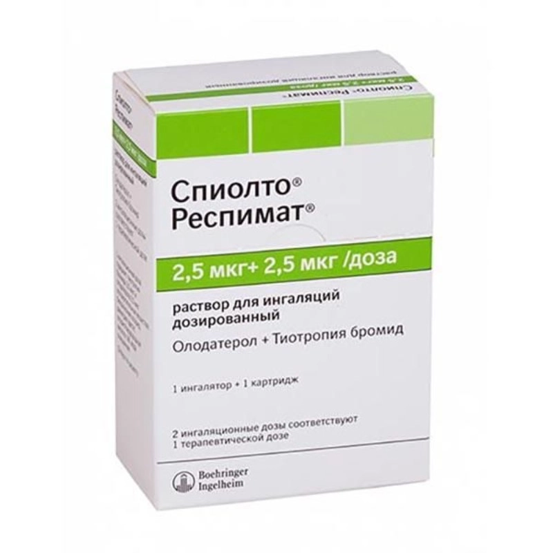 изображение Спиолто Респимат р-р 2.5мкг+2.5мкг/доза-4мл картридж д/инг от интернет-аптеки ФАРМЭКОНОМ