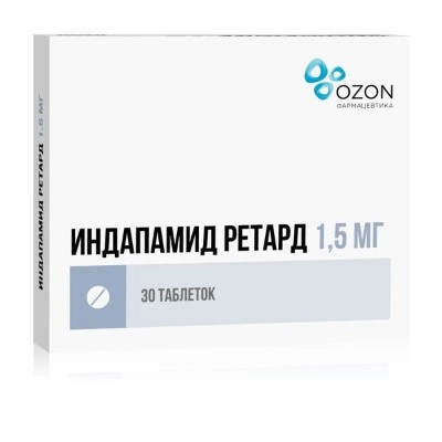 изображение Индапамид ретард таб.пролонг.в.п.п/о 1.5мг N30 вн от интернет-аптеки ФАРМЭКОНОМ