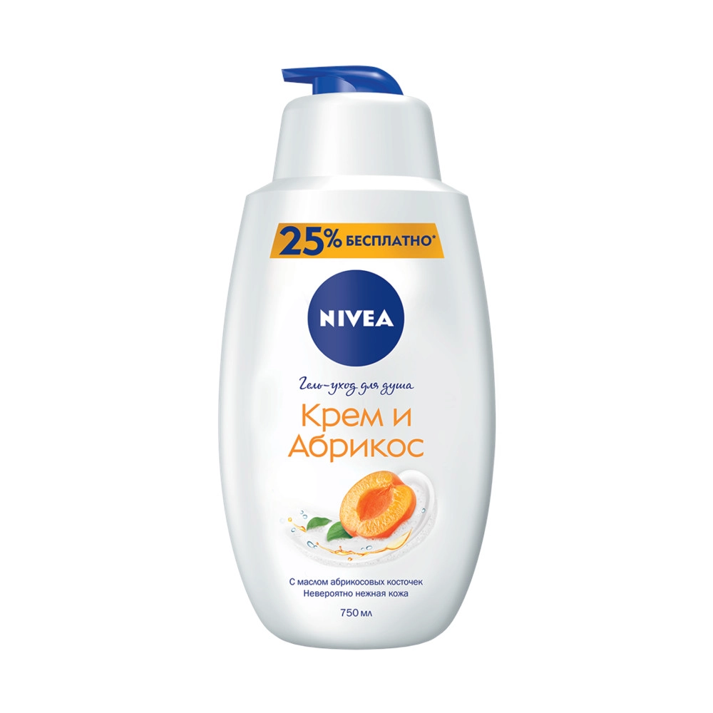 изображение Гель-уход для душа Nivea Крем абрикос 750мл от интернет-аптеки ФАРМЭКОНОМ