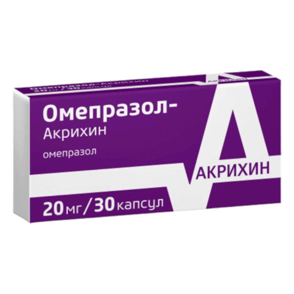 изображение Омепразол-Акрихин капс.киш.раств. 20мг N30 вн от интернет-аптеки ФАРМЭКОНОМ