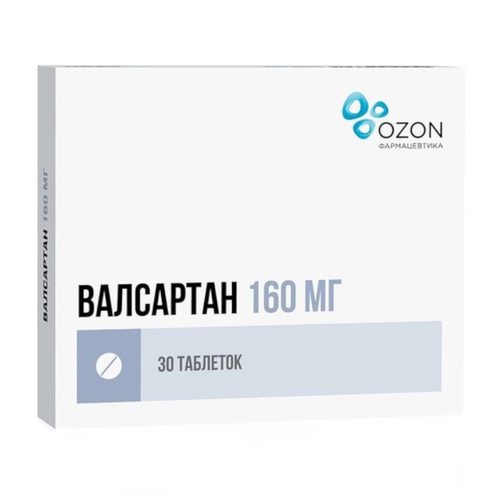 изображение Валсартан таб.п.п/о 160мг N30 вн от интернет-аптеки ФАРМЭКОНОМ