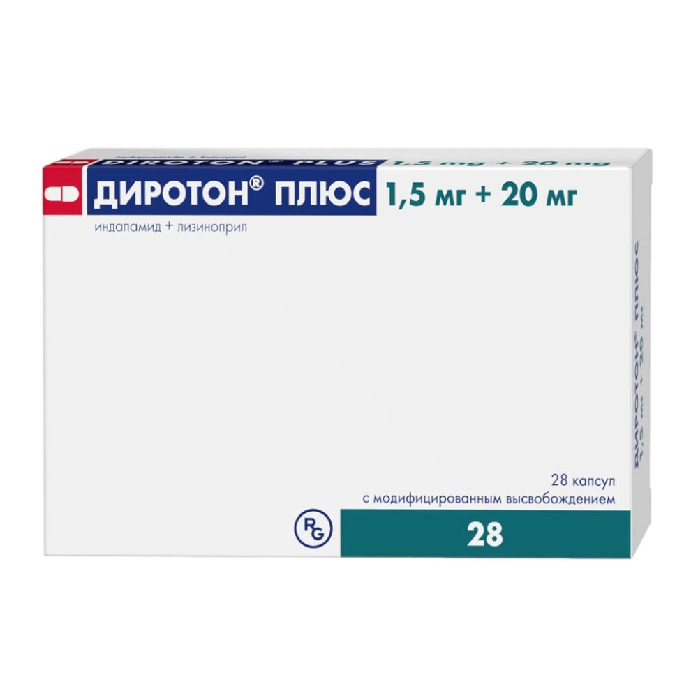 изображение Диротон плюс капс.модиф.высв. 1.5мг+20мг N28 вн от интернет-аптеки ФАРМЭКОНОМ