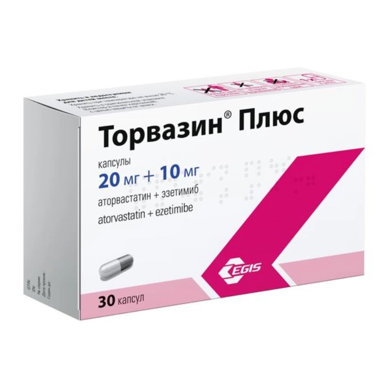 изображение Торвазин Плюс капс. 20мг+10мг N30 вн от интернет-аптеки ФАРМЭКОНОМ