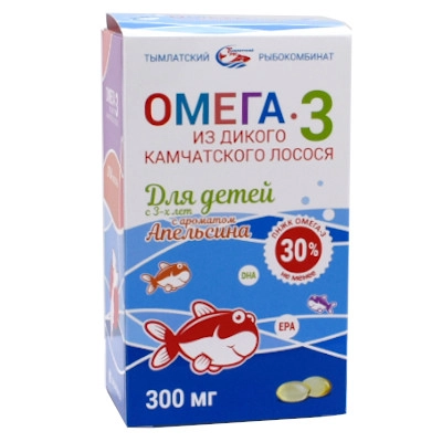 изображение Омега-3 Salmonica капс. 300мг №84 коробка д/детей с 3-х лет апельсин от интернет-аптеки ФАРМЭКОНОМ