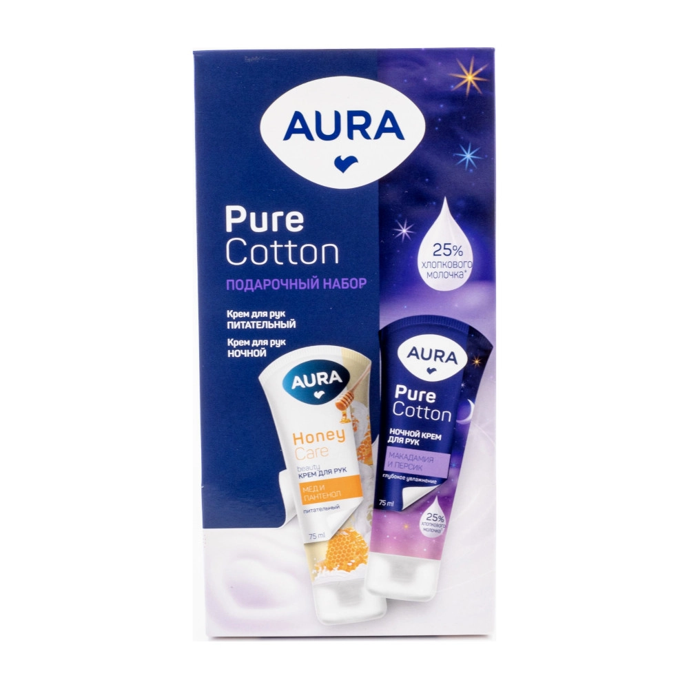 изображение Набор подарочный Aura Pure Cotton крем для рук + крем для рук ночной от интернет-аптеки ФАРМЭКОНОМ