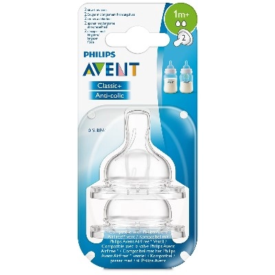 изображение Соска Avent Classic Anti-colic SCF632/27 с 1 месяца 2шт медленный поток от интернет-аптеки ФАРМЭКОНОМ