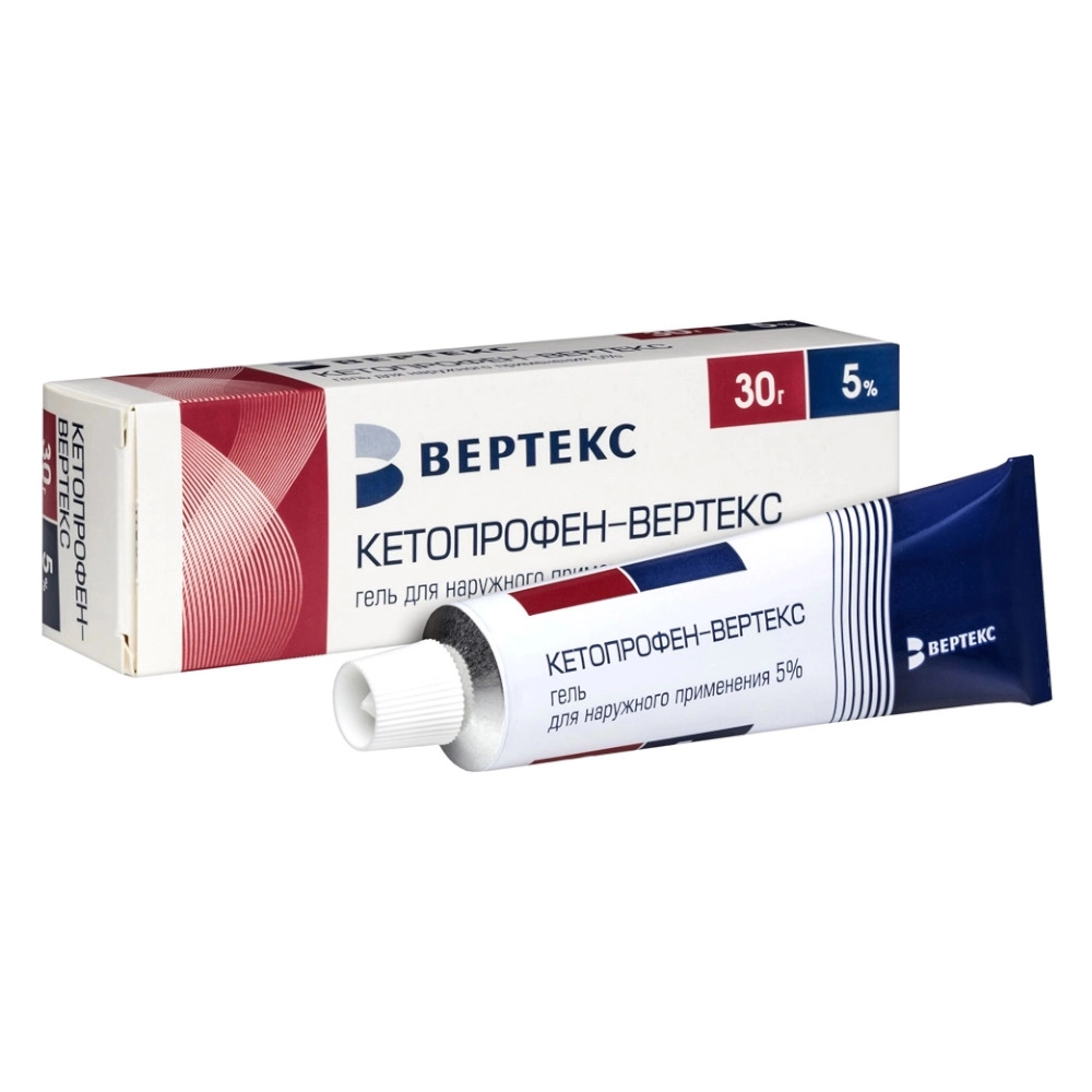 изображение Кетопрофен-Вертекс гель 5%-30г туба наруж от интернет-аптеки ФАРМЭКОНОМ