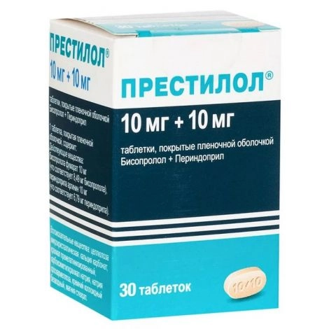 изображение Престилол таб.п.п/о 10мг+10мг N30 вн от интернет-аптеки ФАРМЭКОНОМ