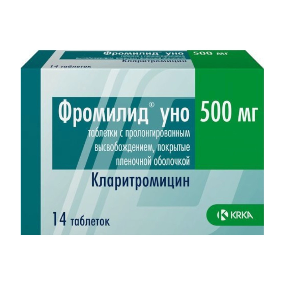 изображение Фромилид Уно таб.пролонг.д.п.п/о 500мг N14 вн от интернет-аптеки ФАРМЭКОНОМ