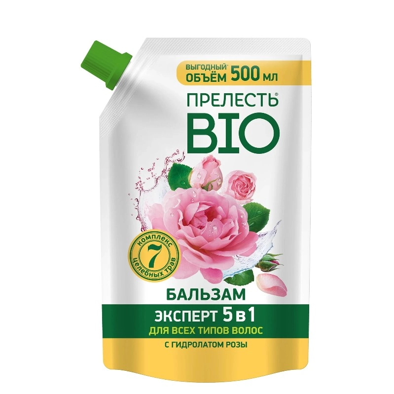 изображение Прелесть BIO Эксперт 5в1 бальзам для волос с гидролатом розы 500мл сменный блок от интернет-аптеки ФАРМЭКОНОМ