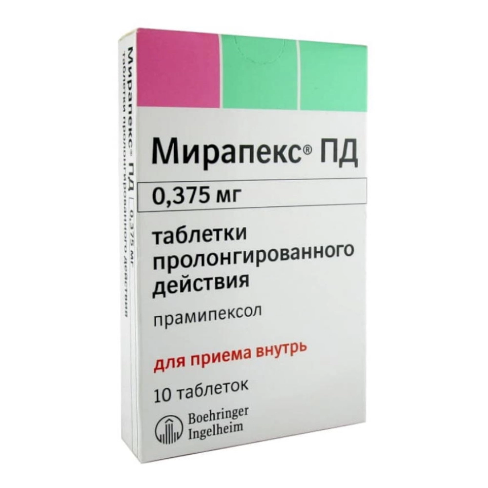 изображение Мирапекс ПД таб.пролонг.в. 0.375мг N10 вн от интернет-аптеки ФАРМЭКОНОМ