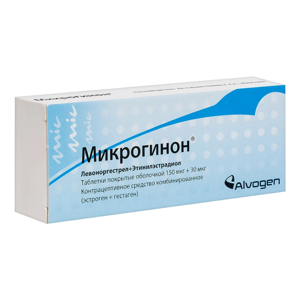 изображение Микрогинон таб.п/о 150мкг+30мкг N21 вн от интернет-аптеки ФАРМЭКОНОМ