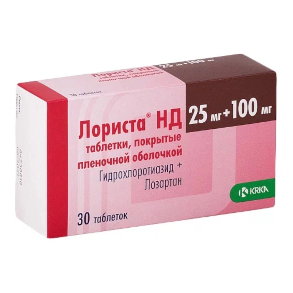 изображение Лориста НД таб.п.п/о 25мг+100мг N30 вн от интернет-аптеки ФАРМЭКОНОМ