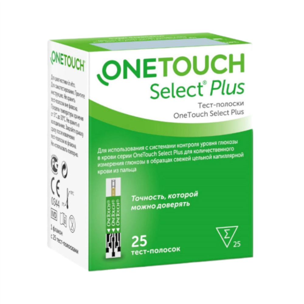  Тест-полоски One Touch Select Plus 25 шт купить в аптеке ФАРМЭКОНОМ