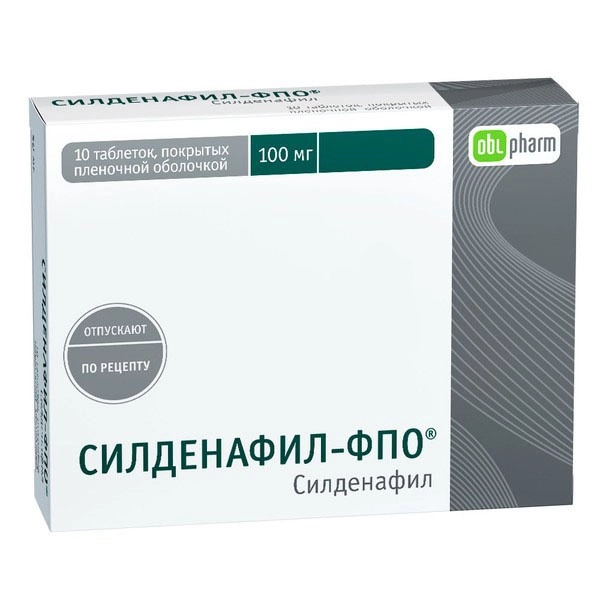 изображение Силденафил-ФПО таб.п.п/о 100мг N10 вн от интернет-аптеки ФАРМЭКОНОМ