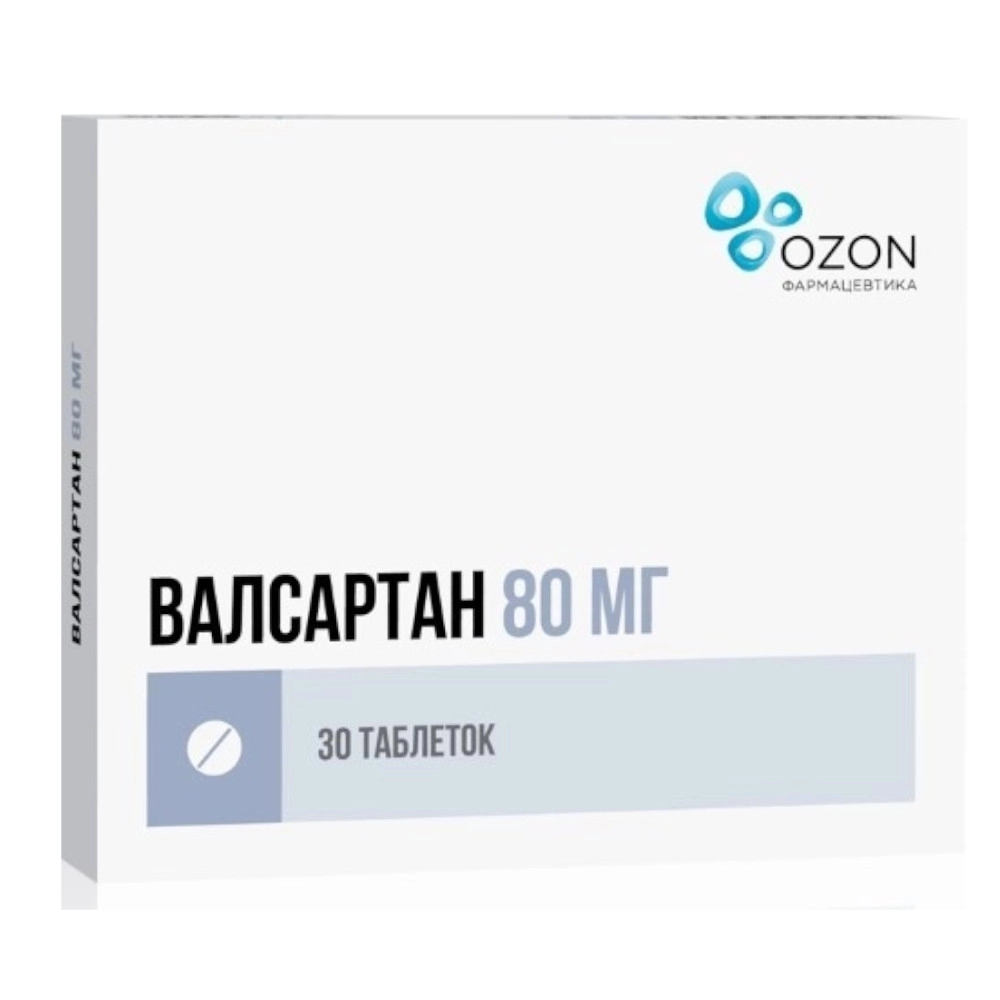 изображение Валсартан таб.п.п/о 80мг N30 вн от интернет-аптеки ФАРМЭКОНОМ