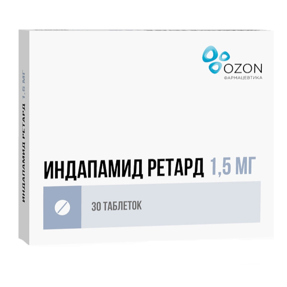 изображение Индапамид ретард таб.пролонг.в.п.п/о 1.5мг N30 вн от интернет-аптеки ФАРМЭКОНОМ