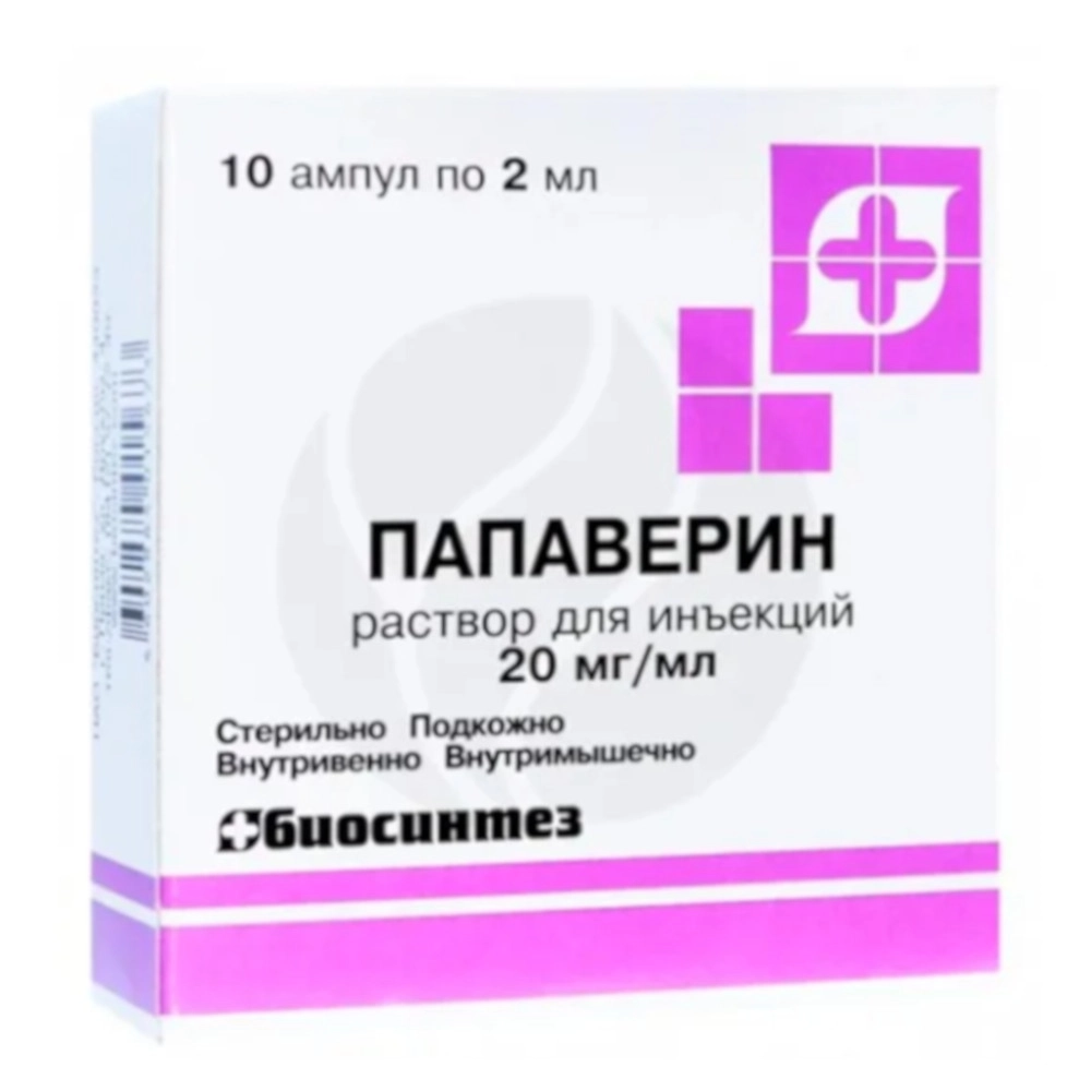 изображение Папаверин р-р 20мг/мл-2мл N10 амп. д/ин от интернет-аптеки ФАРМЭКОНОМ