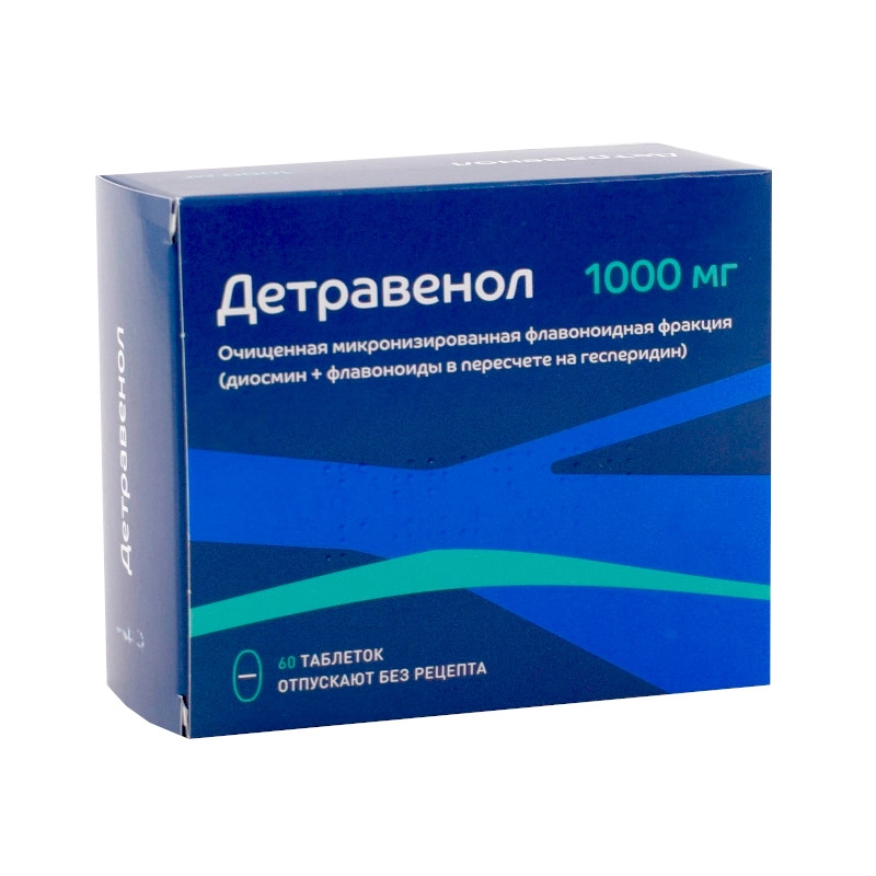 изображение Детравенол таб.п.п/о 1000мг N60 вн от интернет-аптеки ФАРМЭКОНОМ