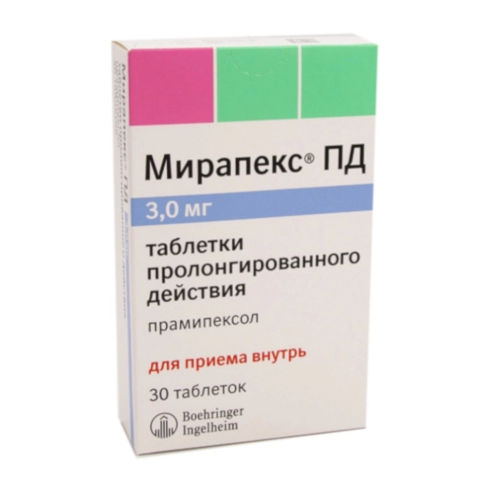 изображение Мирапекс ПД таб.пролонг.в. 3мг N30 вн от интернет-аптеки ФАРМЭКОНОМ