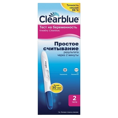 изображение Тест на беременность Clearblue Easy (2 теста) от интернет-аптеки ФАРМЭКОНОМ