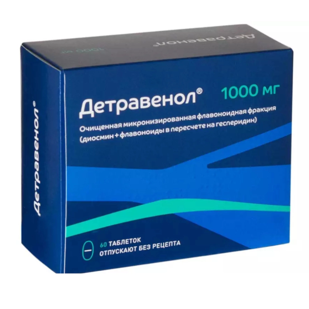 изображение Детравенол таб.п.п/о 1000мг N60 вн от интернет-аптеки ФАРМЭКОНОМ