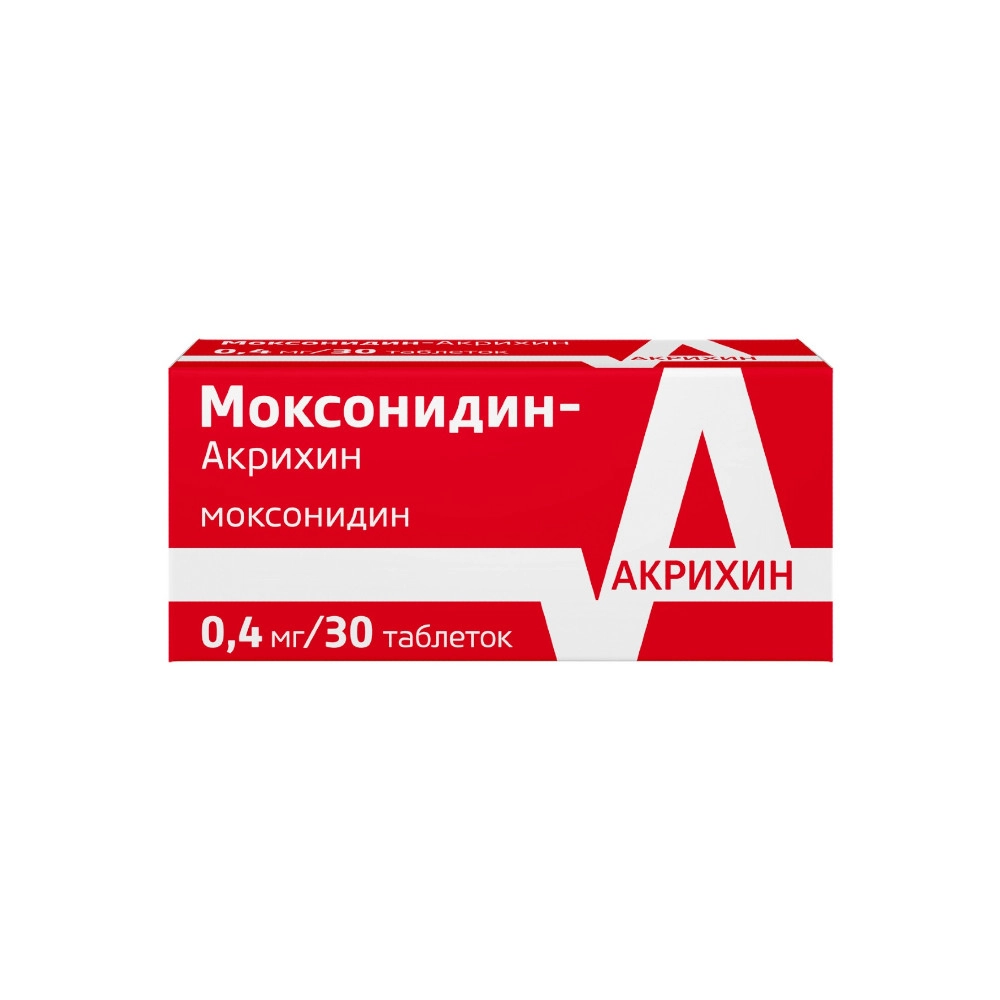 изображение Моксонидин-Акрихин таб.п.п/о 0.4мг N30 вн от интернет-аптеки ФАРМЭКОНОМ