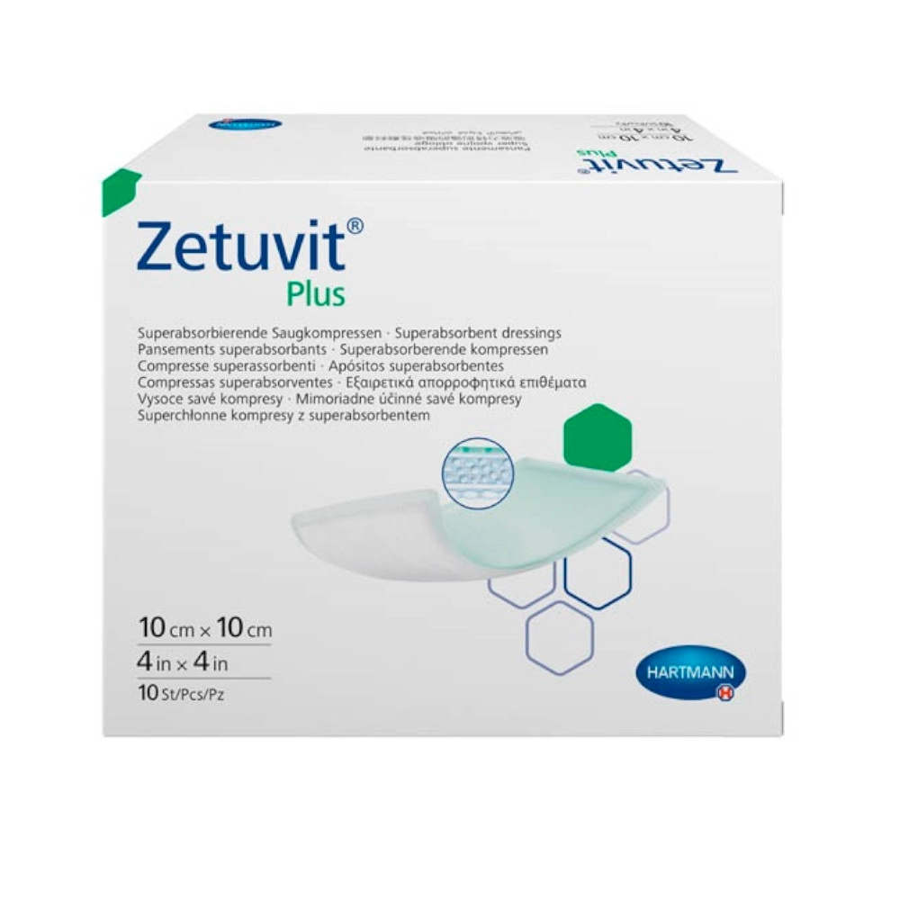 Повязка Zetuvit plus суперабсорбирующая стерильная 10х10см 10шт купить в аптеке ФАРМЭКОНОМ